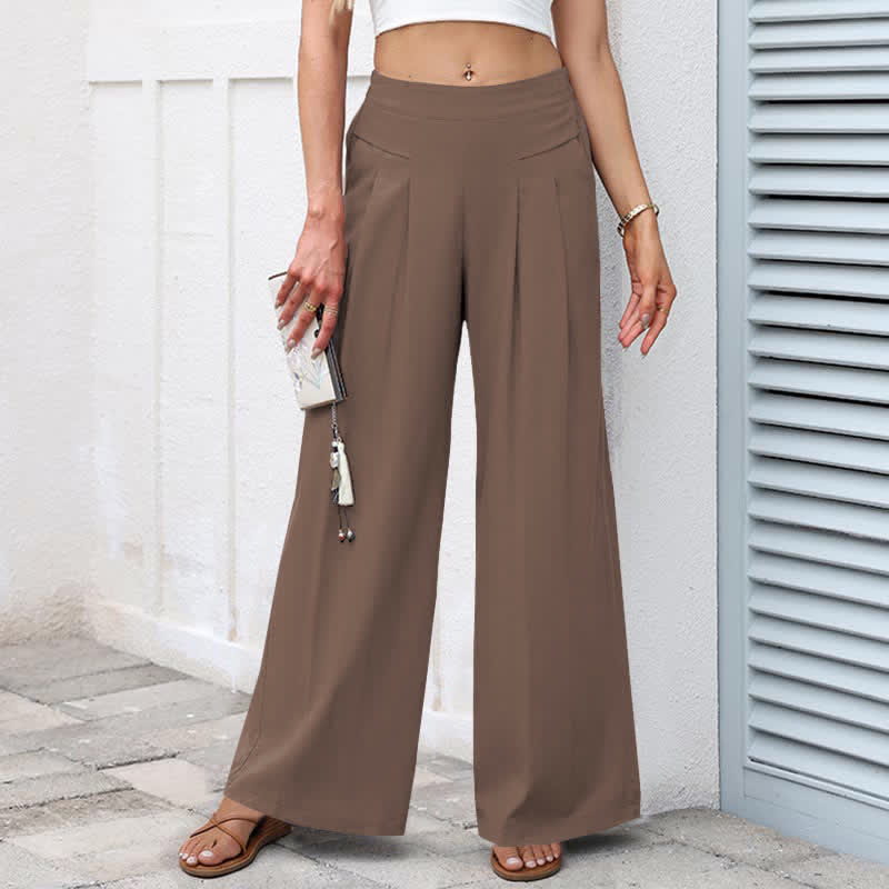 Buddha Stones Plain Color Cotton Linen High Waist Women's Wide Leg Pants With Pockets - Sienna - US16，UK/AU20，EU48 (3XL) - image 9