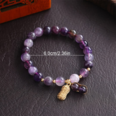 Buddha Stones Natural Amethyst Peanut Good Things Happen Healing Bracelet - image 3