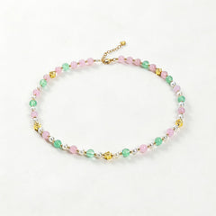 Buddha Stones Natural Rose Quartz Green Strawberry Quartz Pearl Bead Peace Necklace - Natural Rose Quartz Green Strawberry Quartz(Color May Vary) - image 0