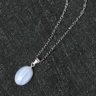Buddha Stones Natural Blue Lace Agate Clarity Chain Necklace Pendant - image 4