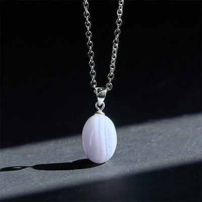 Buddha Stones Natural Blue Lace Agate Clarity Chain Necklace Pendant - image 2