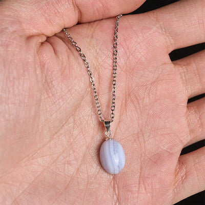 Buddha Stones Natural Blue Lace Agate Clarity Chain Necklace Pendant - image 5