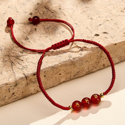 Buddha Stones Angel Number Red String Red Agate Beads Luck Braided Adjustable Bracelet - image 24