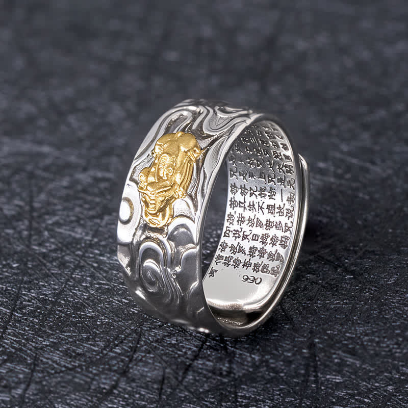 FREE Today: Luck and Wealth Pixiu Heart Sutra Copper Adjustable Ring - Golden Pixiu - image 0