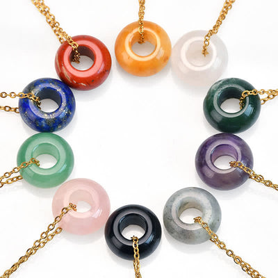 Buddha Stones Natural Rose Quartz Green Aventurine Round Crystal Healing Necklace - image 0