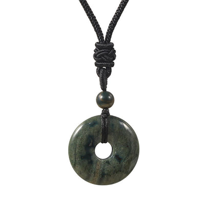 Buddha Stones Natural Rhodonite Gray Agate Peace Buckle Fortune Necklace - Natural Indian Agate(Color May Vary) - image 11