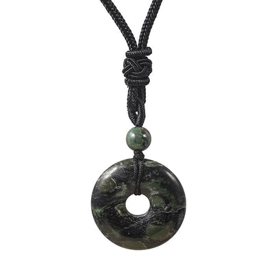 Buddha Stones Natural Rhodonite Gray Agate Peace Buckle Fortune Necklace - Natural Green Tiger Eye(Color May Vary) - image 13