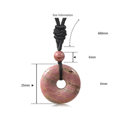 Buddha Stones Natural Rhodonite Gray Agate Peace Buckle Fortune Necklace - image 2