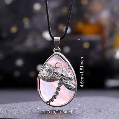 Buddha Stones Natural Green Aventurine Dragonfly Teardrop Shape Inlay Crystal Balance Necklace - image 28