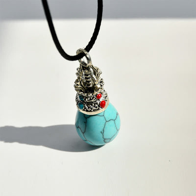 Buddha Stones Natural Turquoise Tiger Eye Wisdom Rope Necklace - image 2