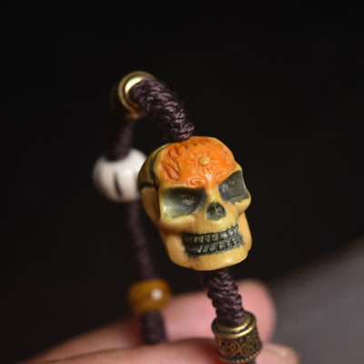 Buddha Stones Bone The Lord Of The Corpse Forest Keep Away Evil Spirits Braided Rope Bracelet - image 1