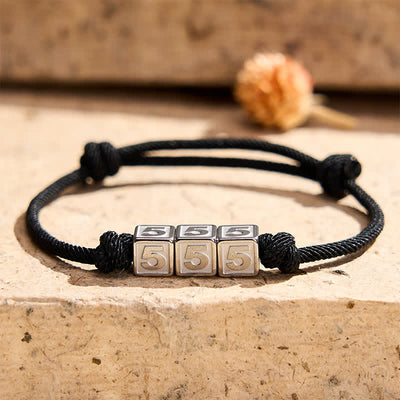 Buddha Stones Titanium Steel 000-999 Angel Numbers Adjustable Black String Faith Bracelet - image 19