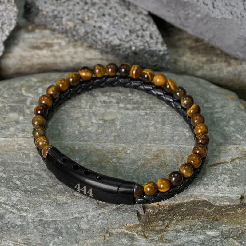 Buddha Stones Tiger Eye Angel Numbers Double Wrap Leather Faith Bracelet - image 20