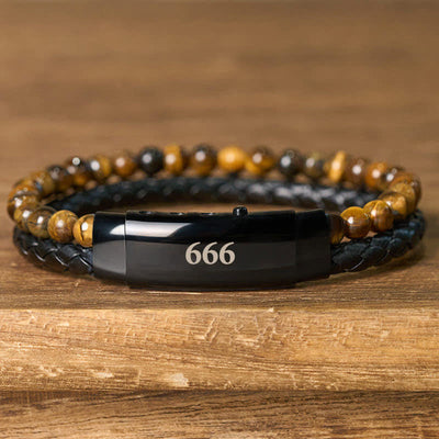 Buddha Stones Tiger Eye Angel Numbers Double Wrap Leather Faith Bracelet - image 29
