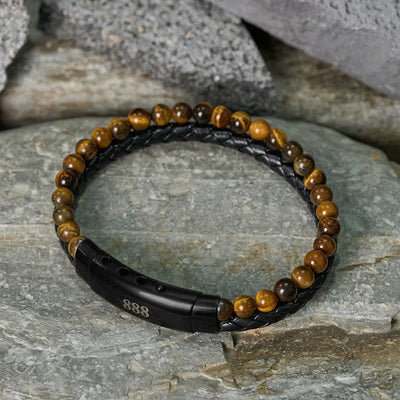 Buddha Stones Tiger Eye Angel Numbers Double Wrap Leather Faith Bracelet - image 1