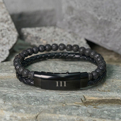 Buddha Stones Lava Rock Angel Numbers Double Wrap Leather Faith Bracelet - image 12