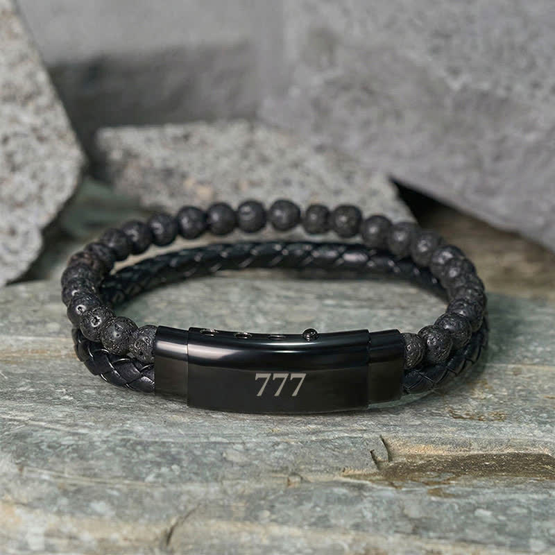 Buddha Stones Lava Rock Angel Numbers Double Wrap Leather Faith Bracelet - image 36
