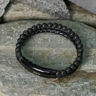 Buddha Stones Lava Rock Angel Numbers Double Wrap Leather Faith Bracelet - image 41