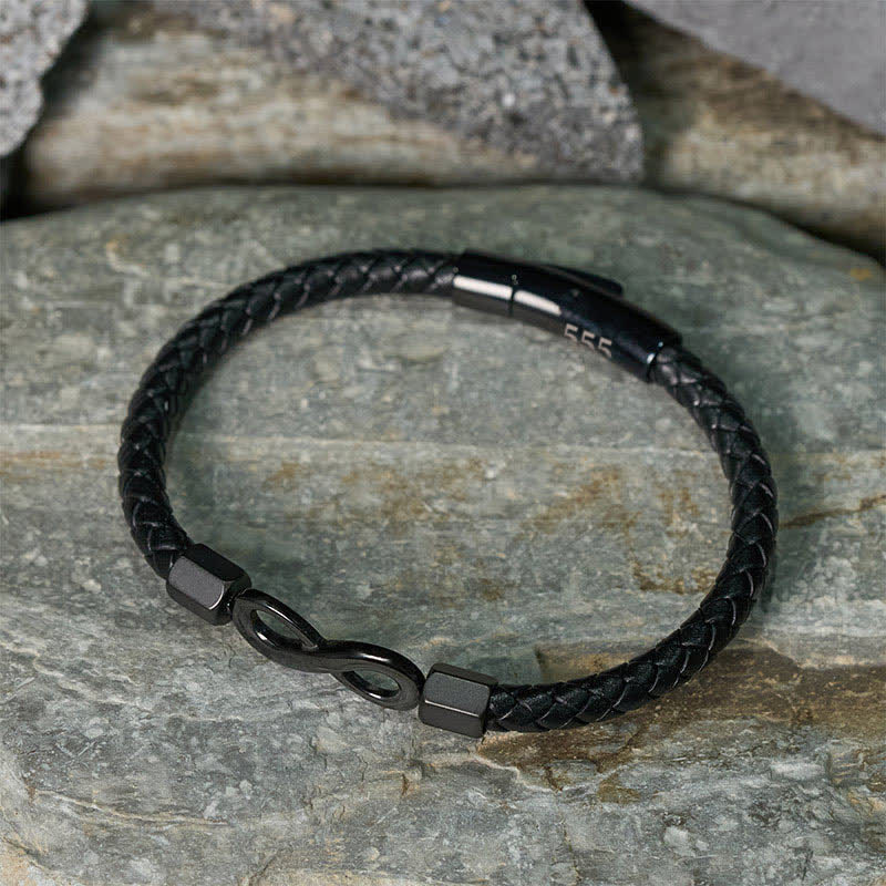 Buddha Stones Angel Numbers Infinity Symbol Leather Faith Bracelet - image 20