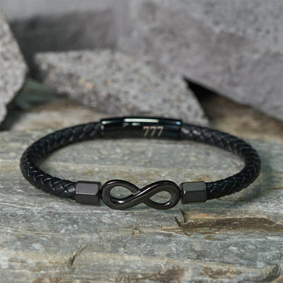 Buddha Stones Angel Numbers Infinity Symbol Leather Faith Bracelet - image 27