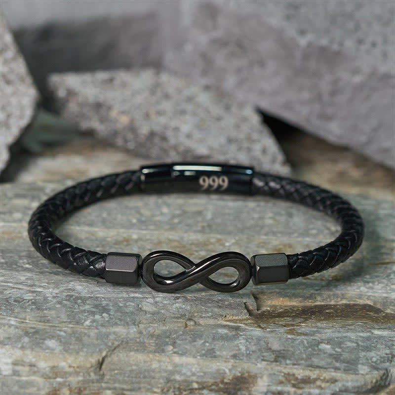 Buddha Stones Angel Numbers Infinity Symbol Leather Faith Bracelet - image 35