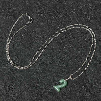 Buddha Stones Natural 0-9 Angel Numbers Jade Titanium Steel Chain Prosperity Necklace Pendant - image 10