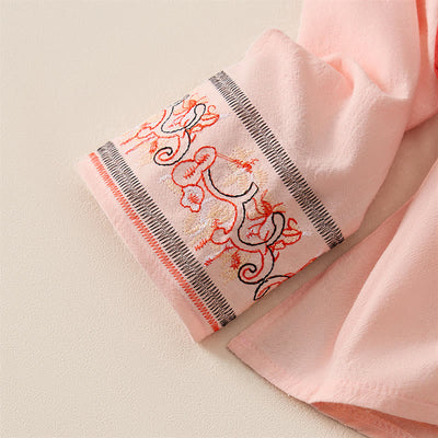 Buddha Stones Casual Embroidered Flowers Slant Collar Strap Long Sleeve Women's Shirt - image 6