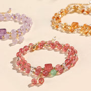 Bracelet de lithothérapie Foviel en quartz fraise naturel à double tour