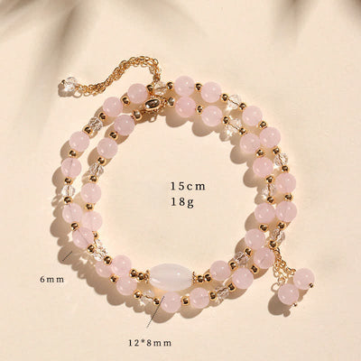 Buddha Stones Natural Strawberry Quartz Double Wrap Crystal Healing Bracelet - Rose Quartz(Wrist Circumference:14–15 cm) - image 12