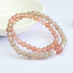 Buddha Stones Strawberry Quartz Gray Agate Double Wrap Positive Bracelet - Strawberry Quartz(Wrist Circumference:14–15 cm) - image 0
