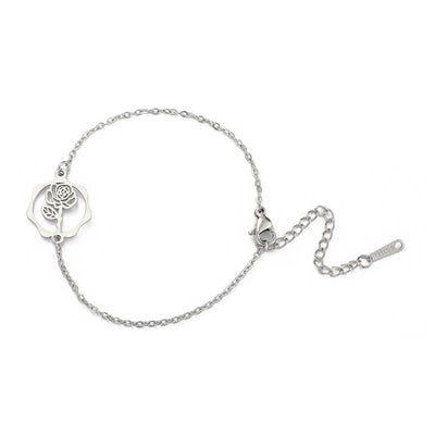 Buddha Stones Titanium Steel Birth Flower New beginning Bracelet - Rose - Silvery Titanium Steel - image 1