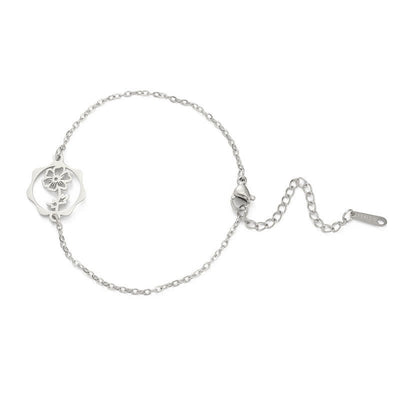 Buddha Stones Titanium Steel Birth Flower New beginning Bracelet - Cosmos - Silvery Titanium Steel - image 19
