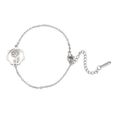 Buddha Stones Titanium Steel Birth Flower New beginning Bracelet - Chrysanthemum - Silvery Titanium Steel - image 10