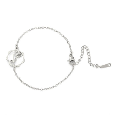 Buddha Stones Titanium Steel Birth Flower New beginning Bracelet - Snowdrop - Silvery Titanium Steel - image 13