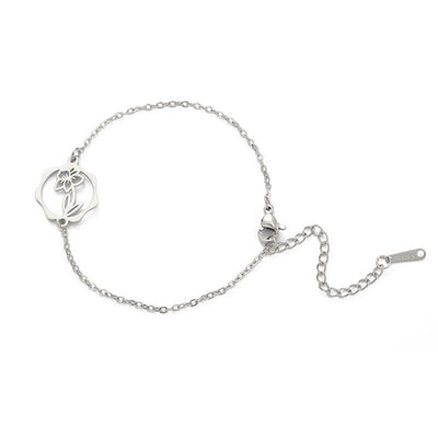 Buddha Stones Titanium Steel Birth Flower New beginning Bracelet - Narcissus - Silvery Titanium Steel - image 28