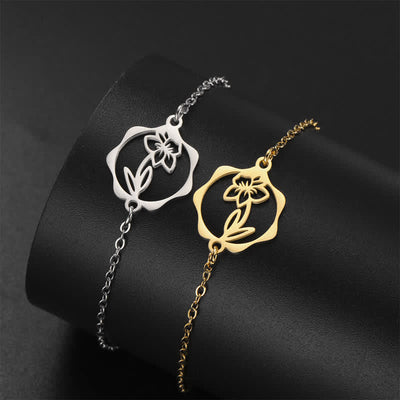 Buddha Stones Titanium Steel Birth Flower New beginning Bracelet - image 27