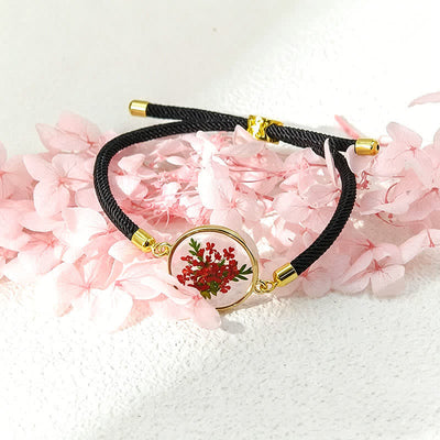Buddha Stones Resin Handmade Birth Flower Adjustable Braided Rope Bracelet - Holly(Wrist Circumference:17–22 cm) - image 14