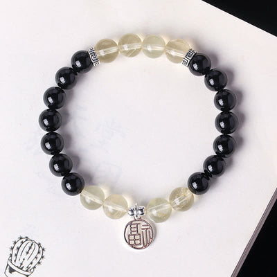 Buddha Stones Black Onyx Fu Character Beaded Luck Bracelet - image 3