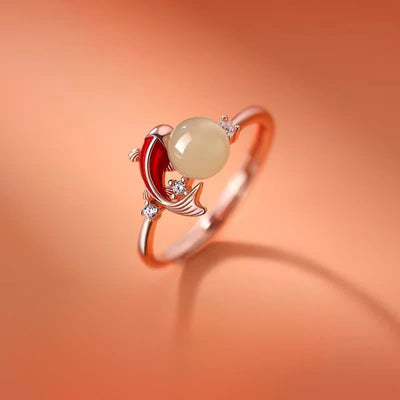 Buddha Stones Copper Koi Fish Success Pearl Inspired Adjustable Open Ring - Copper(Success ♥ Determination) - Adjustable - image 0