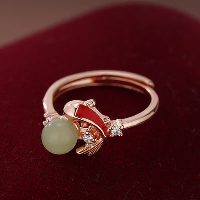Buddha Stones Copper Koi Fish Success Pearl Inspired Adjustable Open Ring - image 8