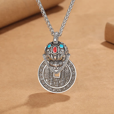 Buddha Stones Copper PiXiu Chinese Coin Wealth Enamel Vintage Necklace - Copper(Wealth ♥ Self Care) - image 0