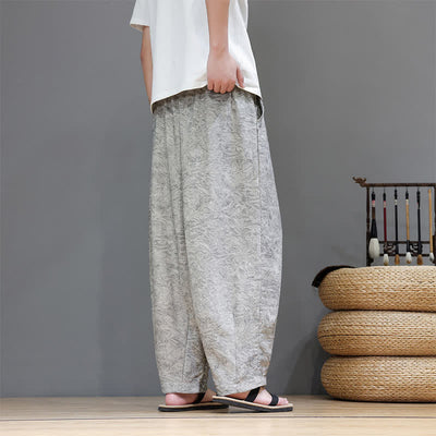 Buddha Stones Summer Bohemian Drawstring Solid Plant Pattern Men's Harem Pants With Pockets - image 27