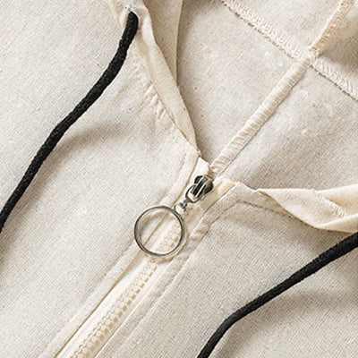 Buddha Stones Summer Casual Drawstring Solid Zipper Design Women's Sleeveless Hooded Shirts With Pockets - image 5