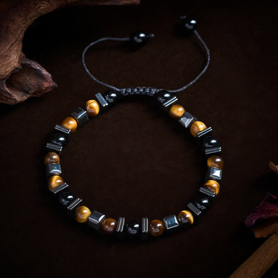 Buddha Stones Natural Tiger's Eye Black Obsidian Hematite Support Bracelet - image 1