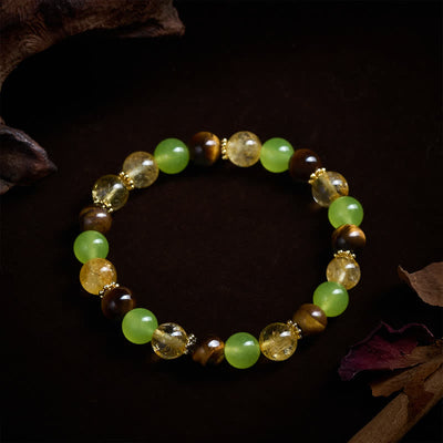 FREE Today: Prosperity and Happiness Natural Citrine Tiger Eye Green Jade Bracelet - image 4