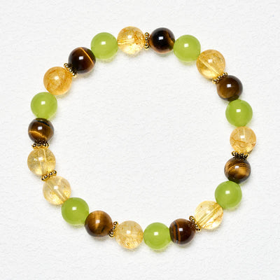 FREE Today: Prosperity and Happiness Natural Citrine Tiger Eye Green Jade Bracelet - image 1