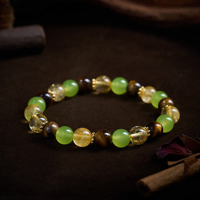 FREE Today: Prosperity and Happiness Natural Citrine Tiger Eye Green Jade Bracelet - image 3