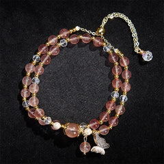 Buddha Stones Natural Strawberry Quartz Amethyst Double Wrap Positive Bracelet - Strawberry Quartz(Wrist Circumference:14–15 cm) - image 0
