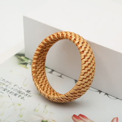 Buddha Stones Natural Rattan Protection Hand-Woven Boho Wide Bracelet Bangle - image 6