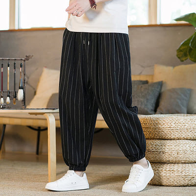 Buddha Stones Summer Casual Drawstring Striped Men's Harem Pants With Pockets - image 11